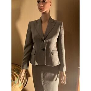 Anne Klein Women 2PC Gray Polyester Spandex Business Career Skirt Suit Size 2p